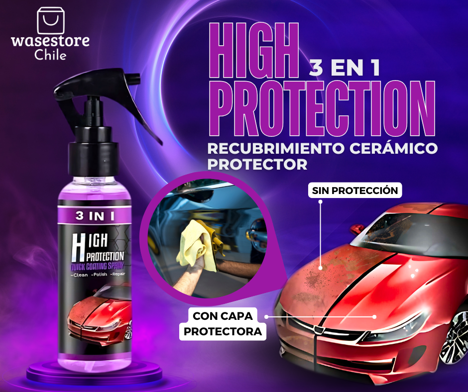 HighProtection🚗 - SPRAY DE RECUBRIMIENTO CERAMICO 3 EN 1 (120 ML)